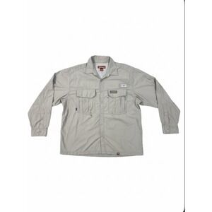 Simms Long Sleeve Fishing Shirt Mens Size XL Beige 3xDry Vented Outdoors Hiking